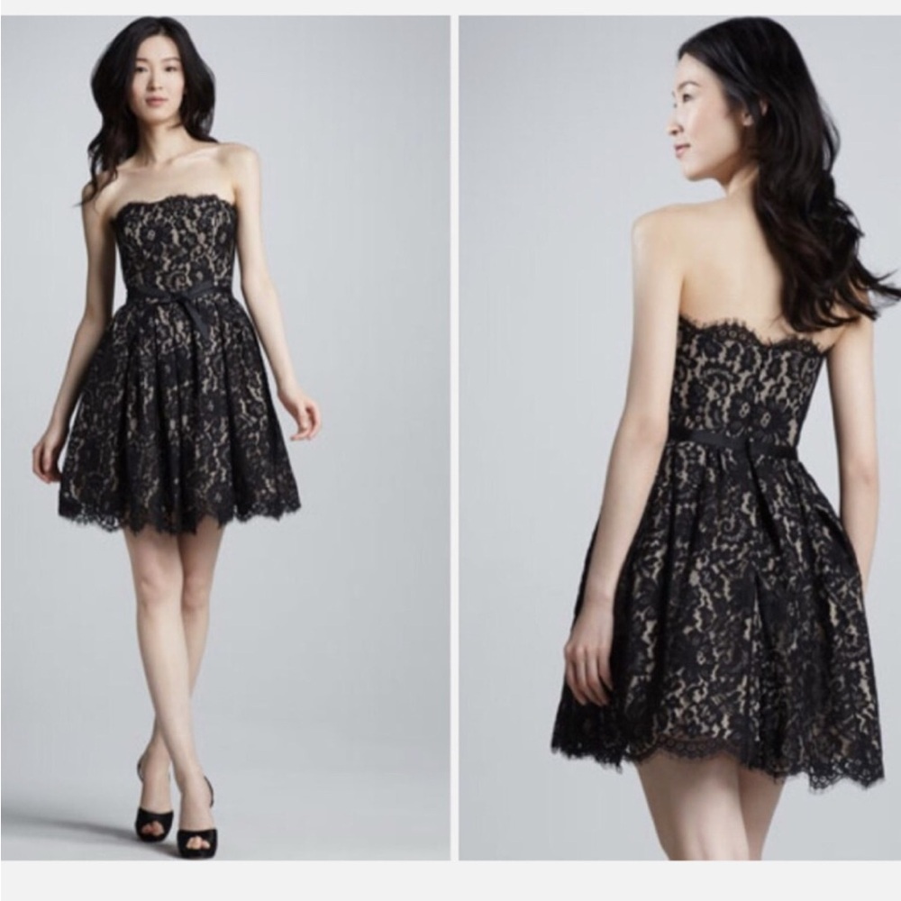Robert Rodriguez Black and Beige Lace Dress